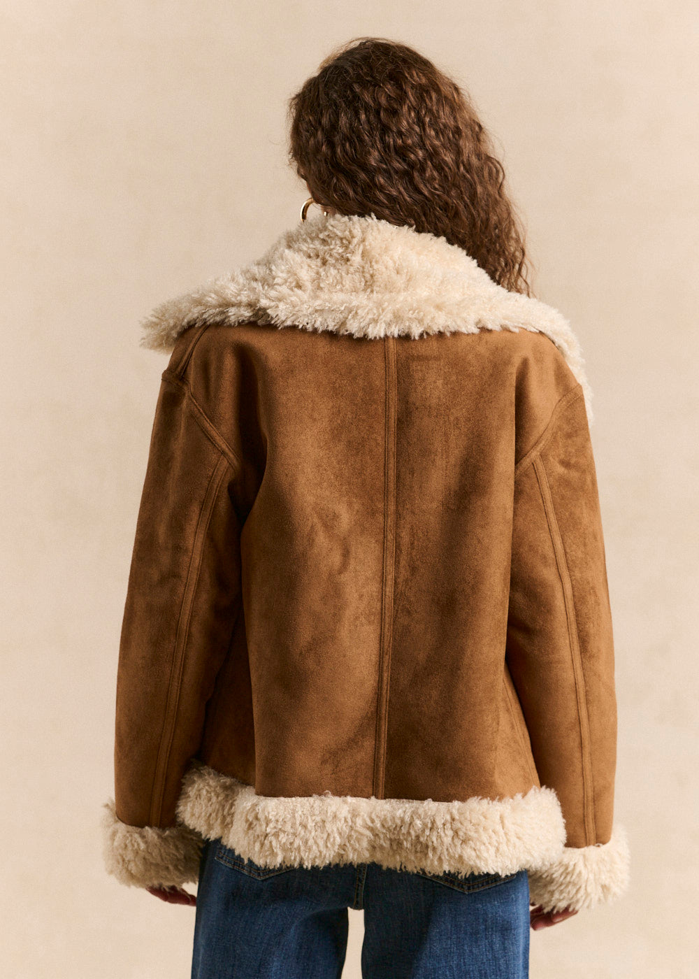 Cropped faux shearling jacket - Sud Express - 3 - Sud Express