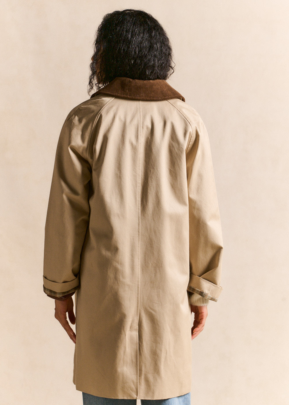 Twill trench coat with detachable velvet collar - Sud Express - 3 - Sud Express