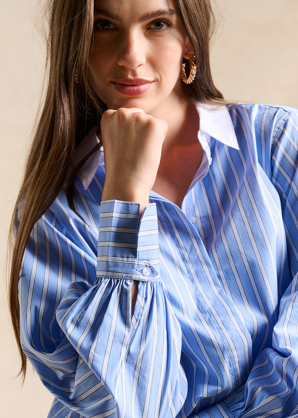 Striped shirt with contrast collar - Sud Express - 2 - Sud Express