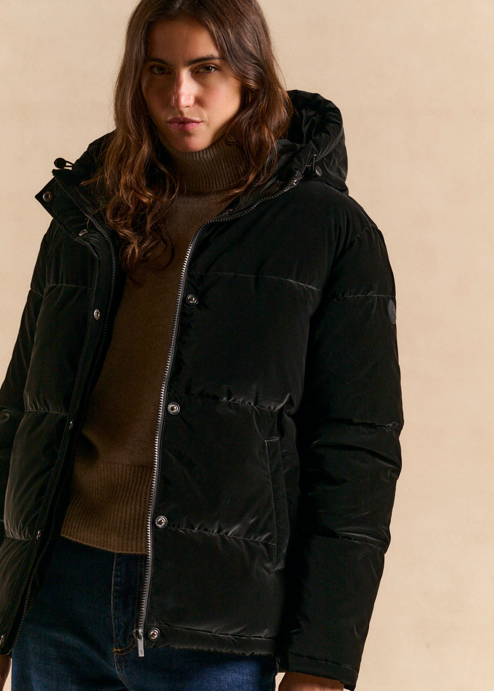Quilted hooded puffer jacket with zipper - Sud Express - 5 - Sud Express
