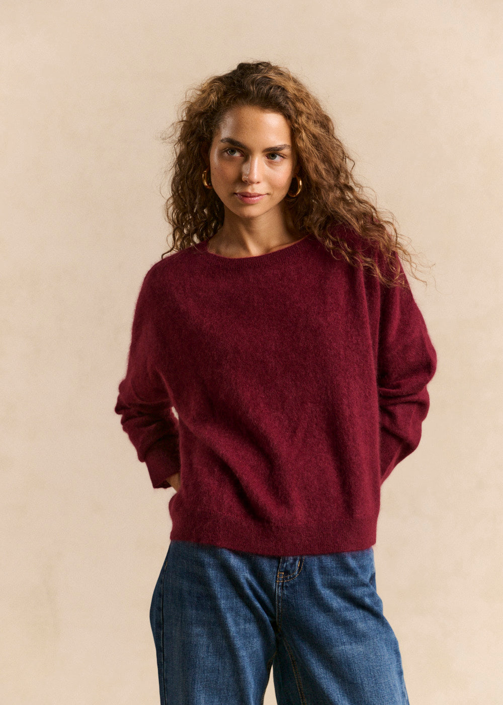 Boat neck sweater in brushed wool and cashmere - Sud Express - 1 - Sud Express