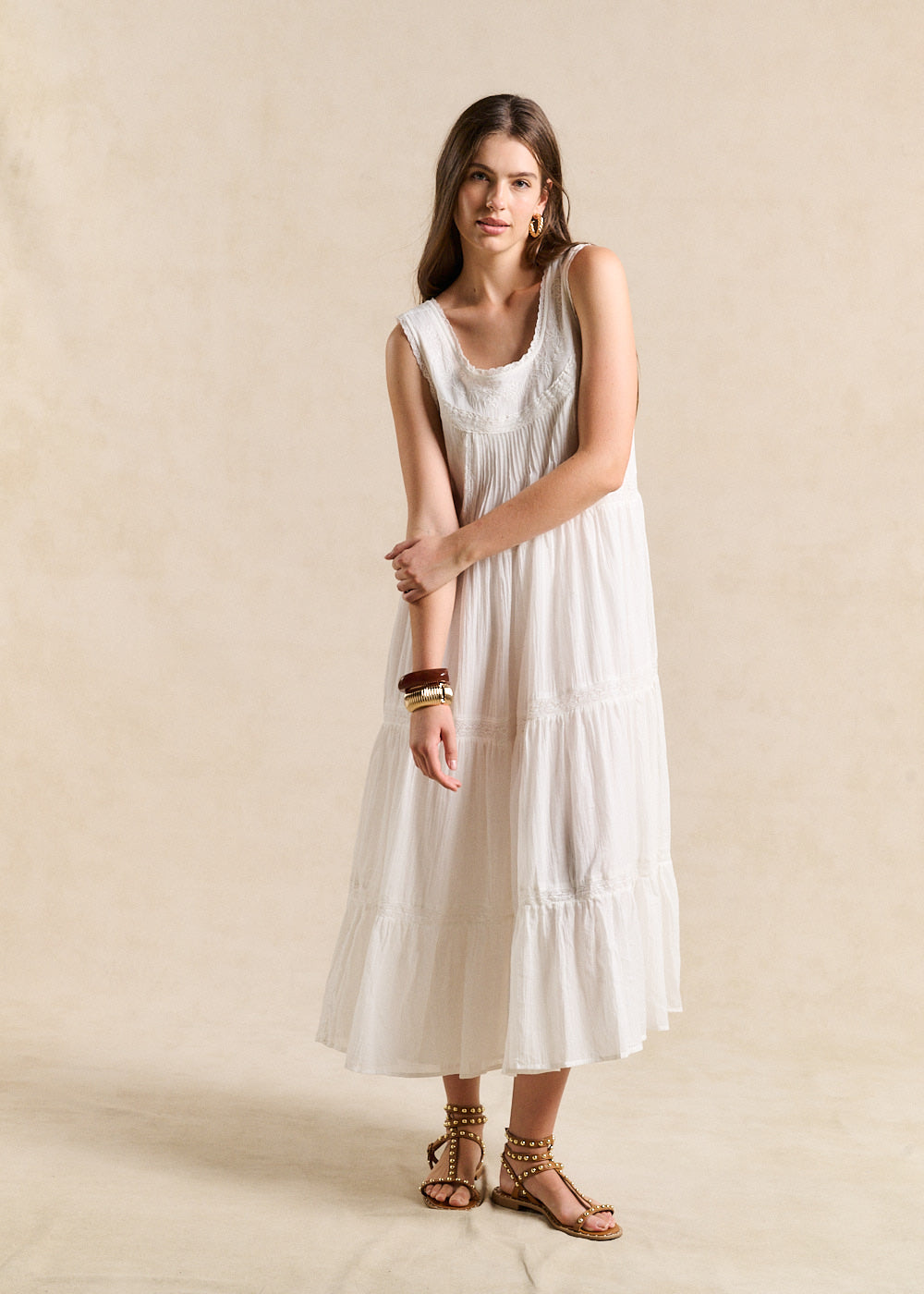Long embroidered cotton dress - Sud Express - 5 - Sud Express