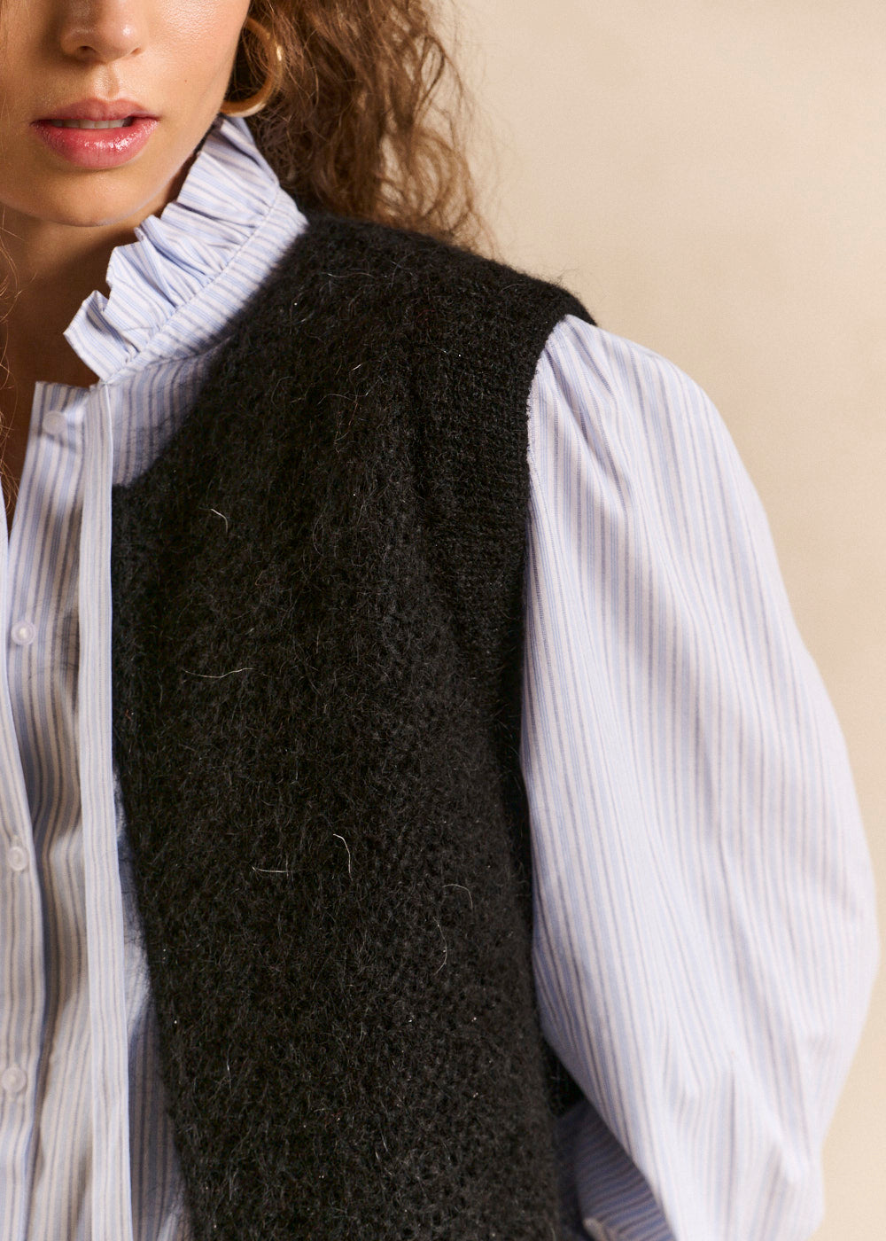 Cardigan sleeveless shorts in mohair - Sud Express - 2 - Sud Express