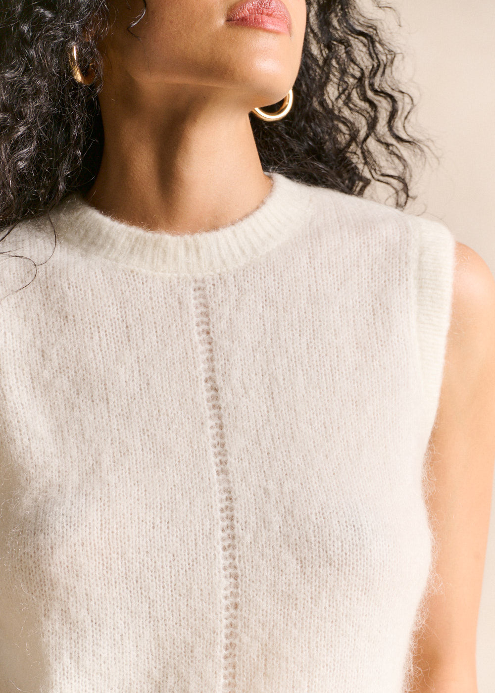 Sleeveless mohair knit vest, straight fit - Sud Express - 2 - Sud Express