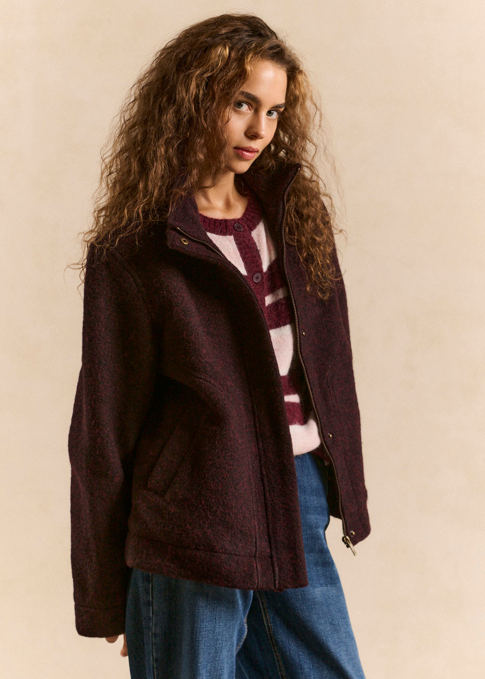 High-neck boiled wool-effect jacket - Sud Express - 6 - Sud Express