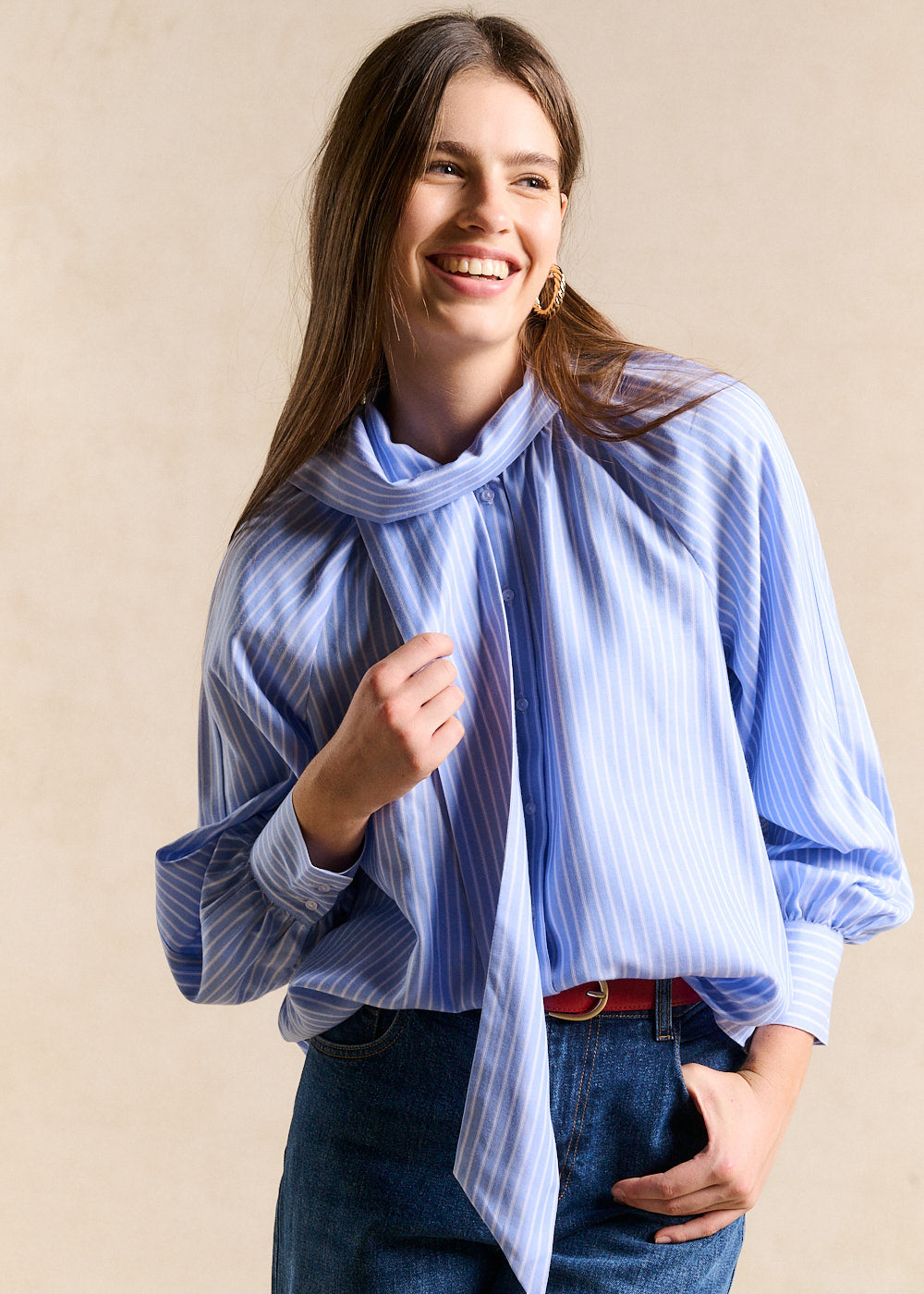 CARMELINA Victorian-style tie-neck shirt - 1 - Sud Express - Sud Express