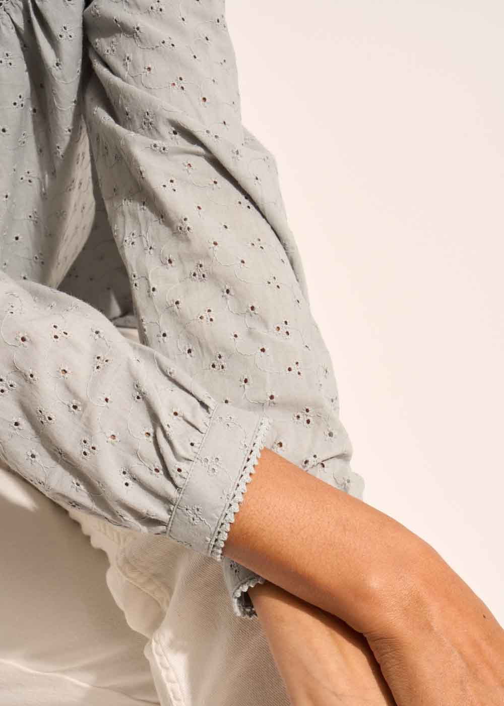 Cotton blouse with small English embroidery - Sud Express - 6 - Sud Express