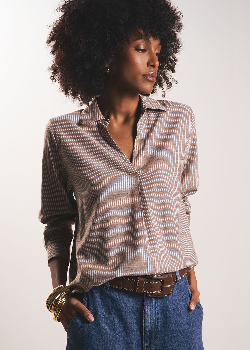 Flowing shirt with a tunisian collar - Sud Express - 5 - Sud Express