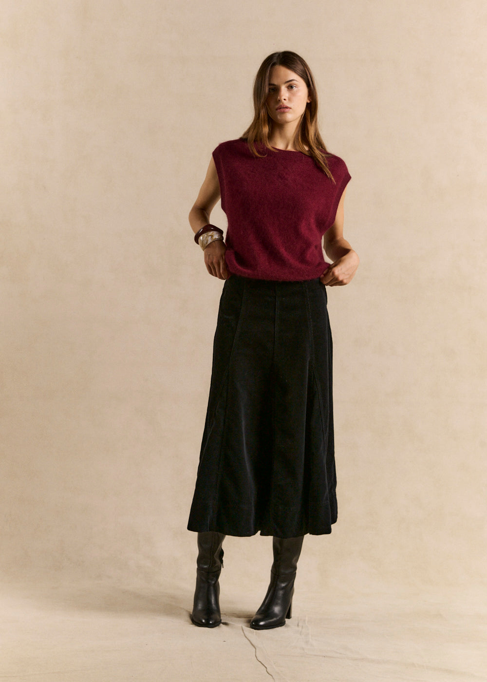 High-waisted flared skirt in corduroy - Sud Express - 1 - Sud Express