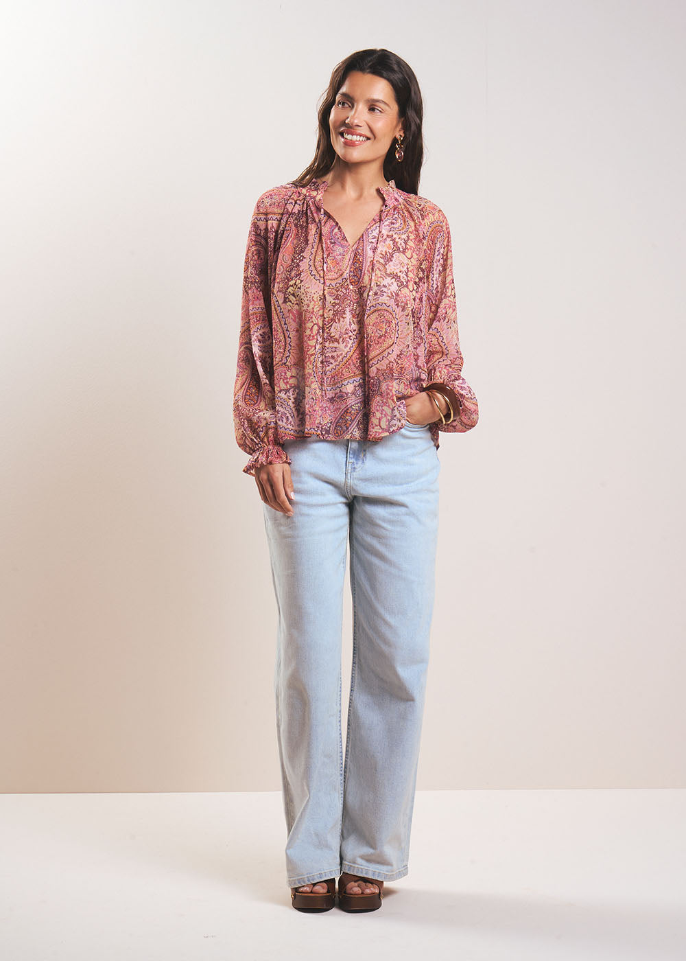 Victorian collar blouse with paisley print - Sud Express - 5 - Sud Express