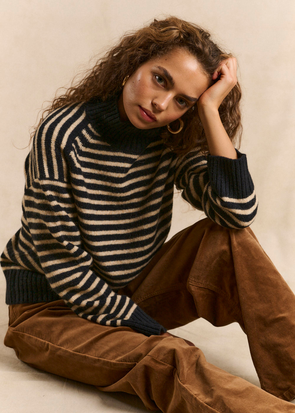 Striped turtleneck sweater in wool and alpaca - Sud Express - 5 - Sud Express