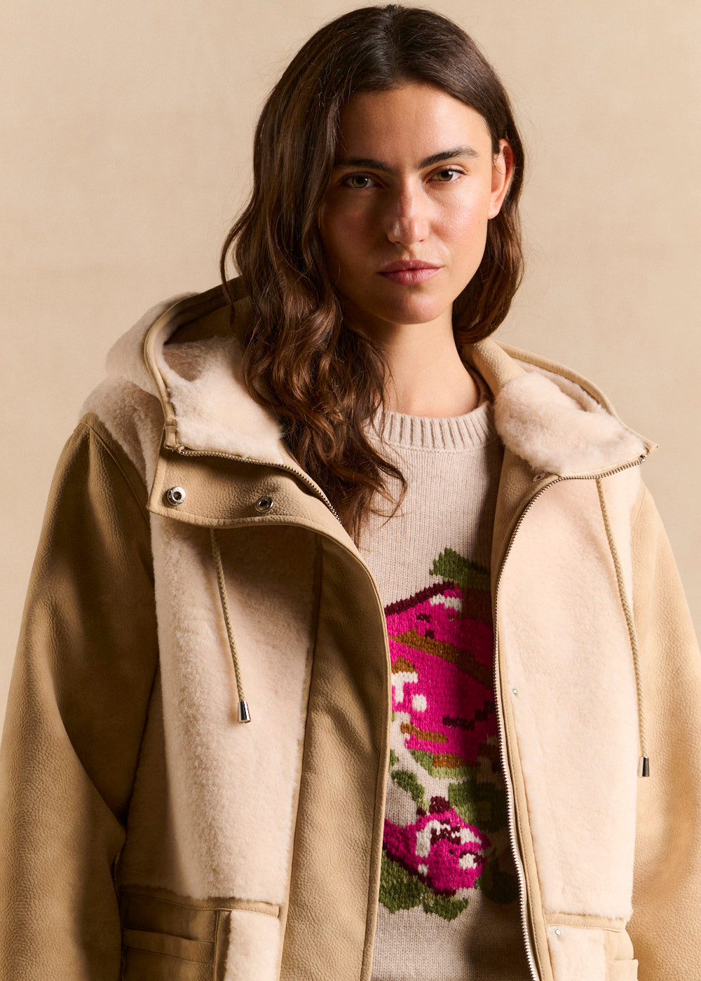 MAHONIA Mixed-material hooded coat - 2 - Sud Express - Sud Express