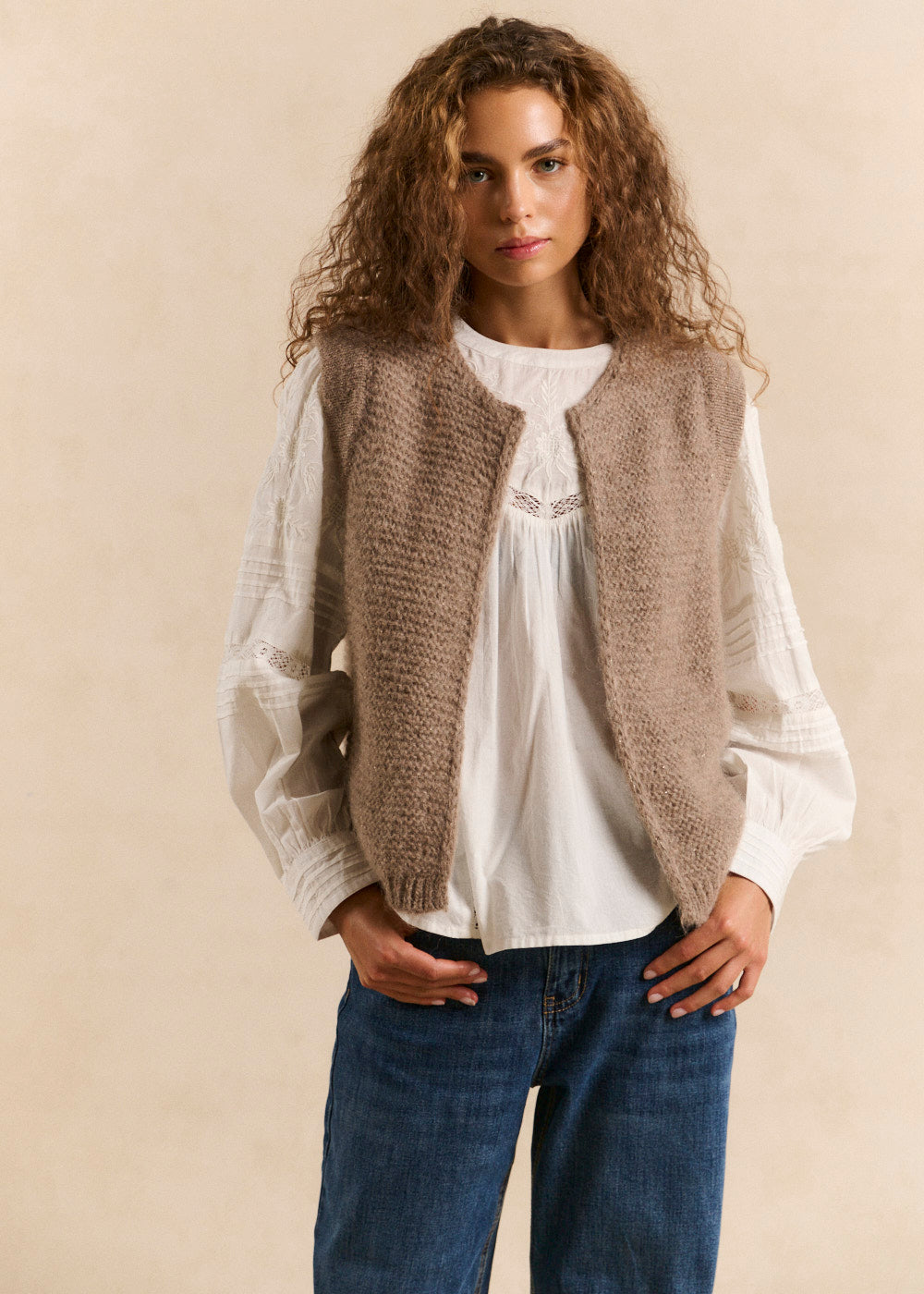 Cardigan sleeveless shorts in mohair - Sud Express - 5 - Sud Express