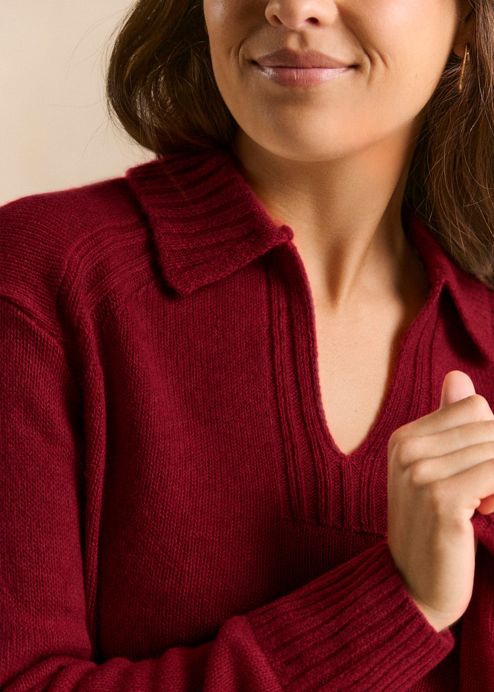 MILANETTE Ecru knitted polo-neck jumper - 2 - Sud Express - Sud Express