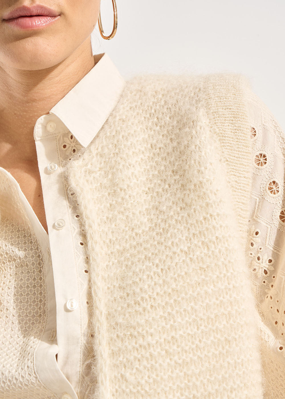 Cardigan sleeveless shorts in mohair - Sud Express - 2 - Sud Express