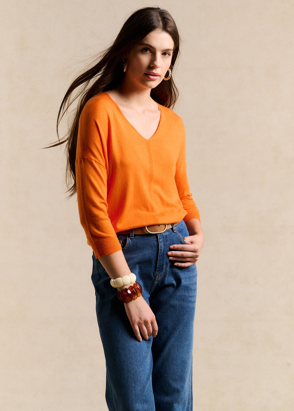 Oversized V-neck jumper with mid-length sleeves - Sud Express - 5 - Sud Express