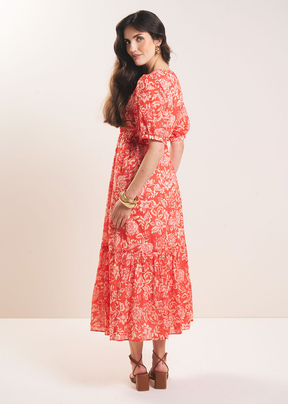 Long dress with short balloon sleeves - Sud Express - 5 - Sud Express