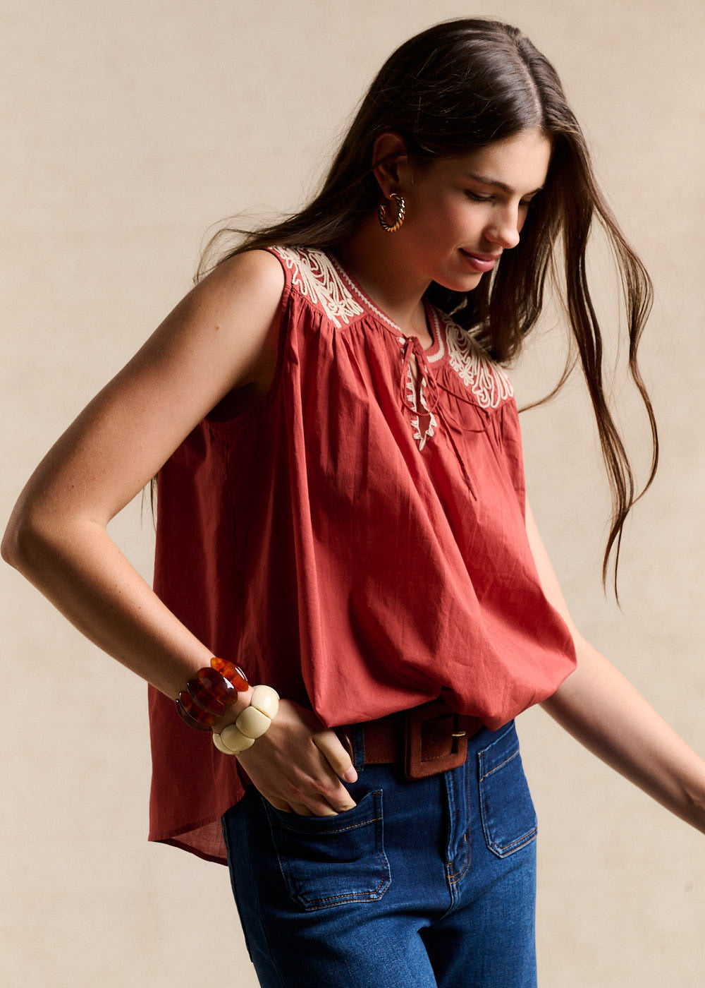 Embroidered Cotton Voile Top - Sud Express - 5 - Sud Express