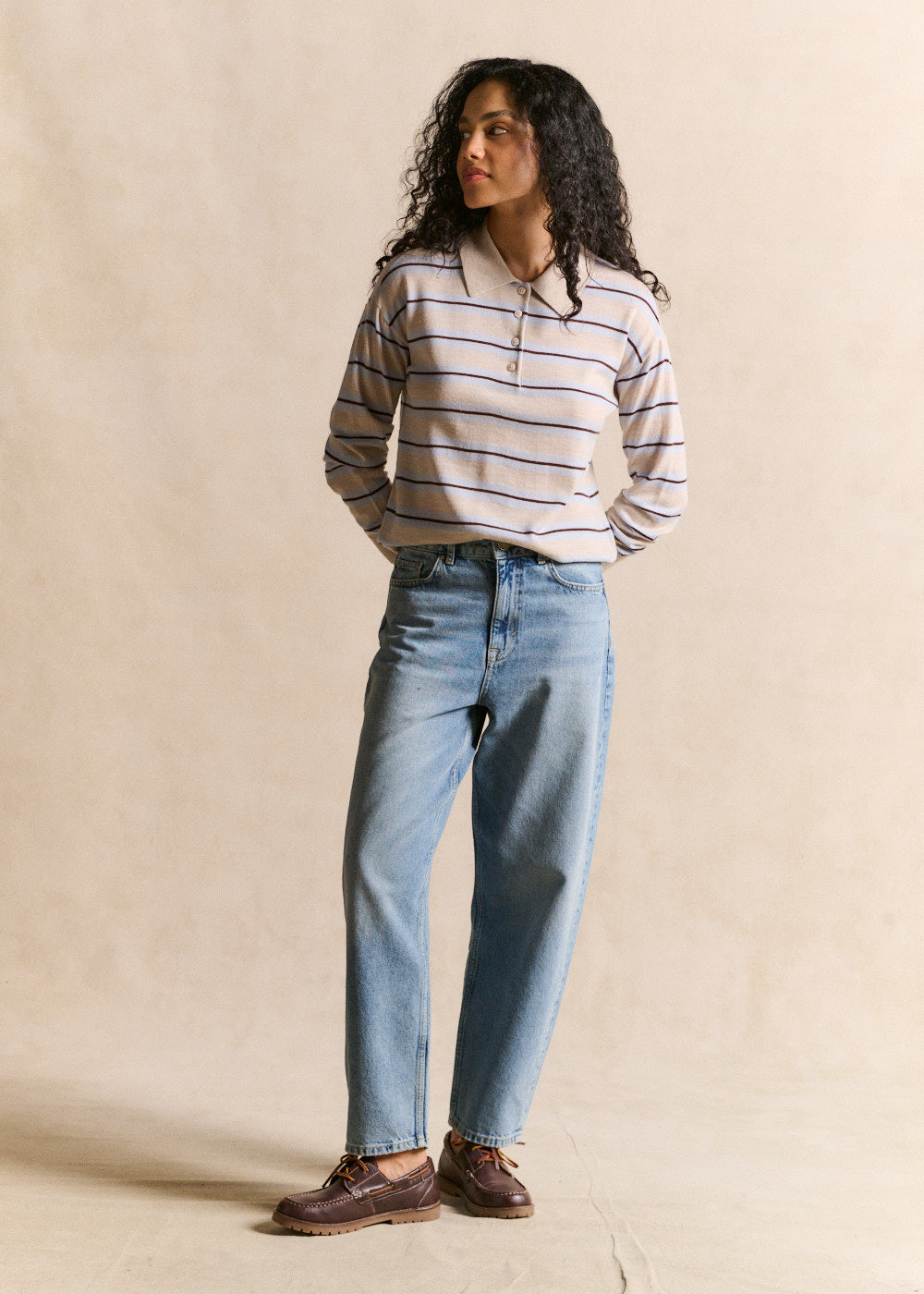 Striped wool jumper with a polo neck - Sud Express - 4 - Sud Express