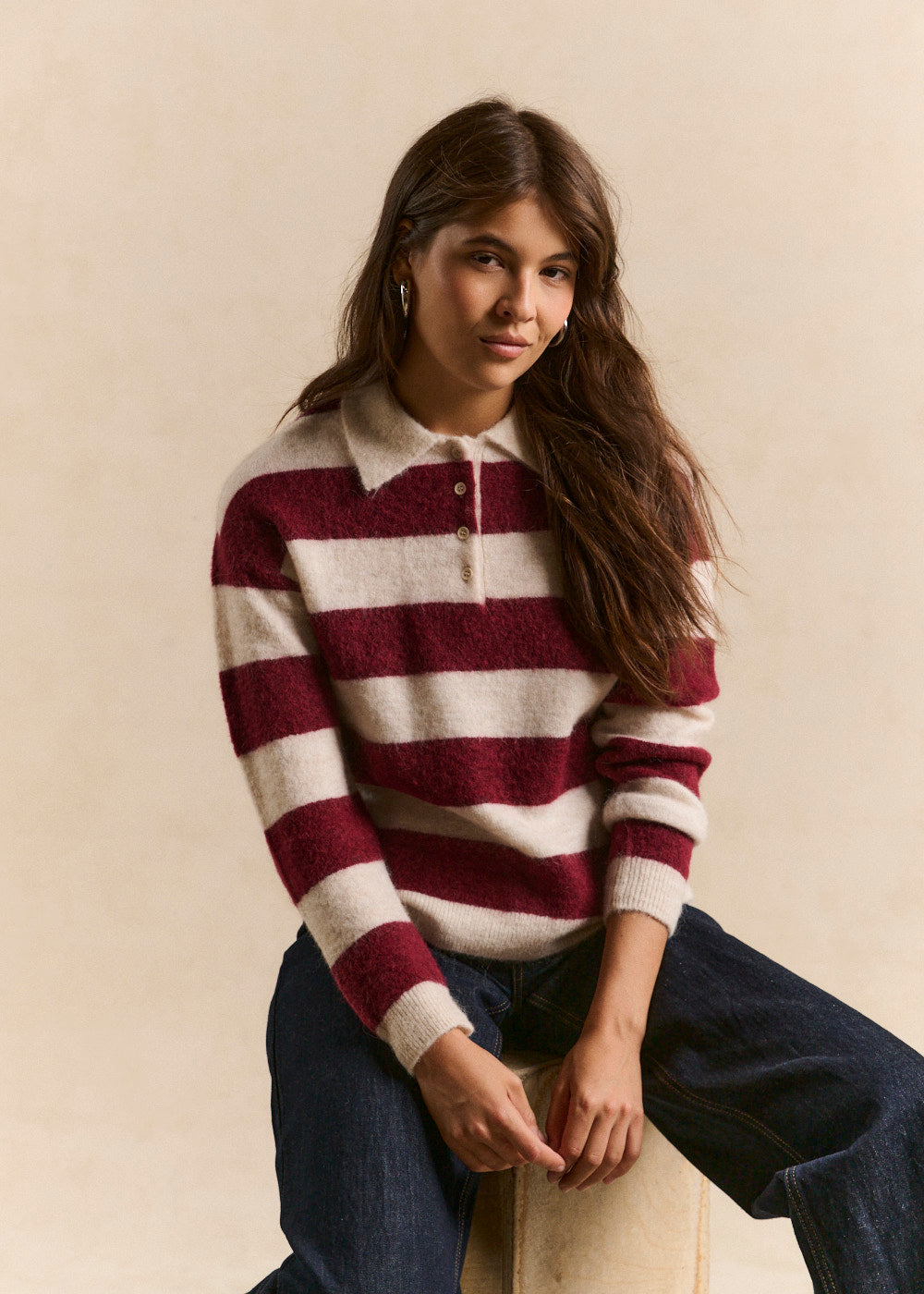 Striped polo collar sweater - Sud Express - 5 - Sud Express