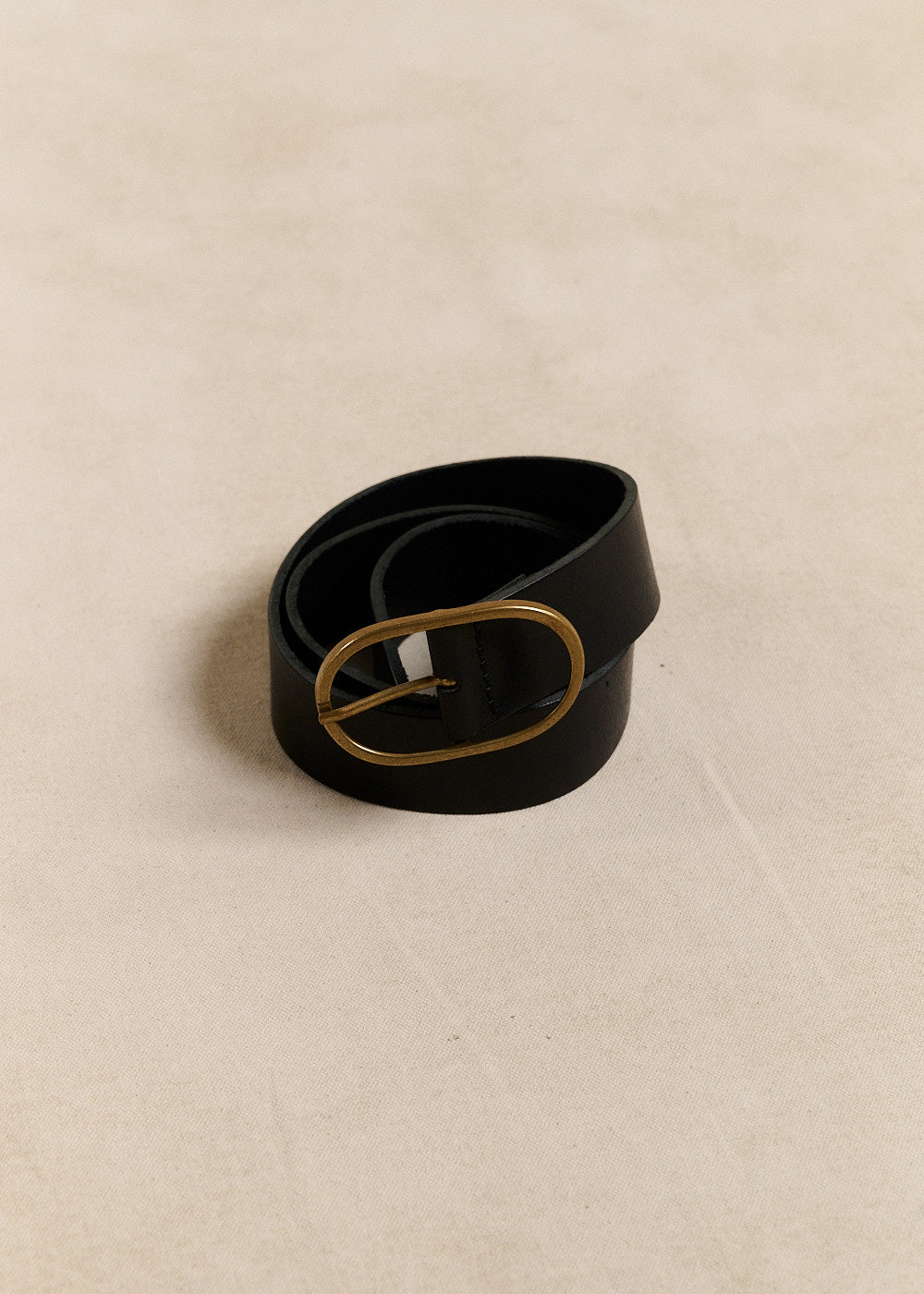 CHRISTINA Leather belt gold oval buckle - 1 - Sud Express - Sud Express