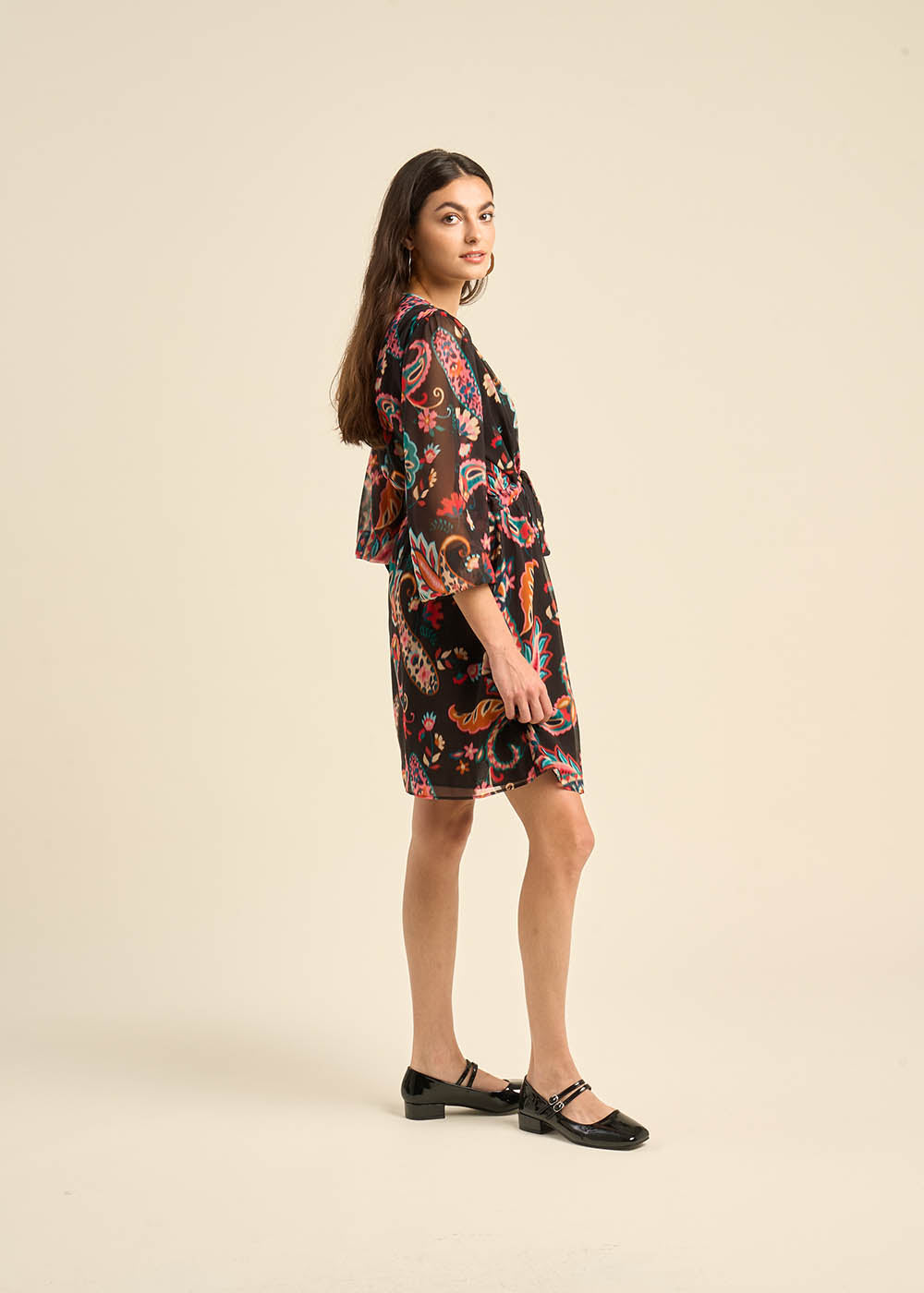 Printed V-neck short dress - Sud Express - 6 - Sud Express