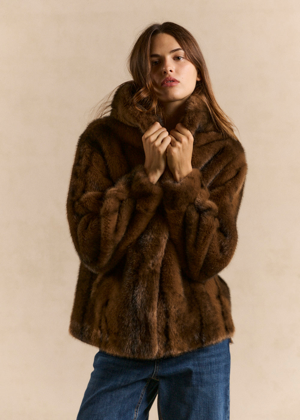 Hooded faux fur coat - Sud Express - 1 - Sud Express
