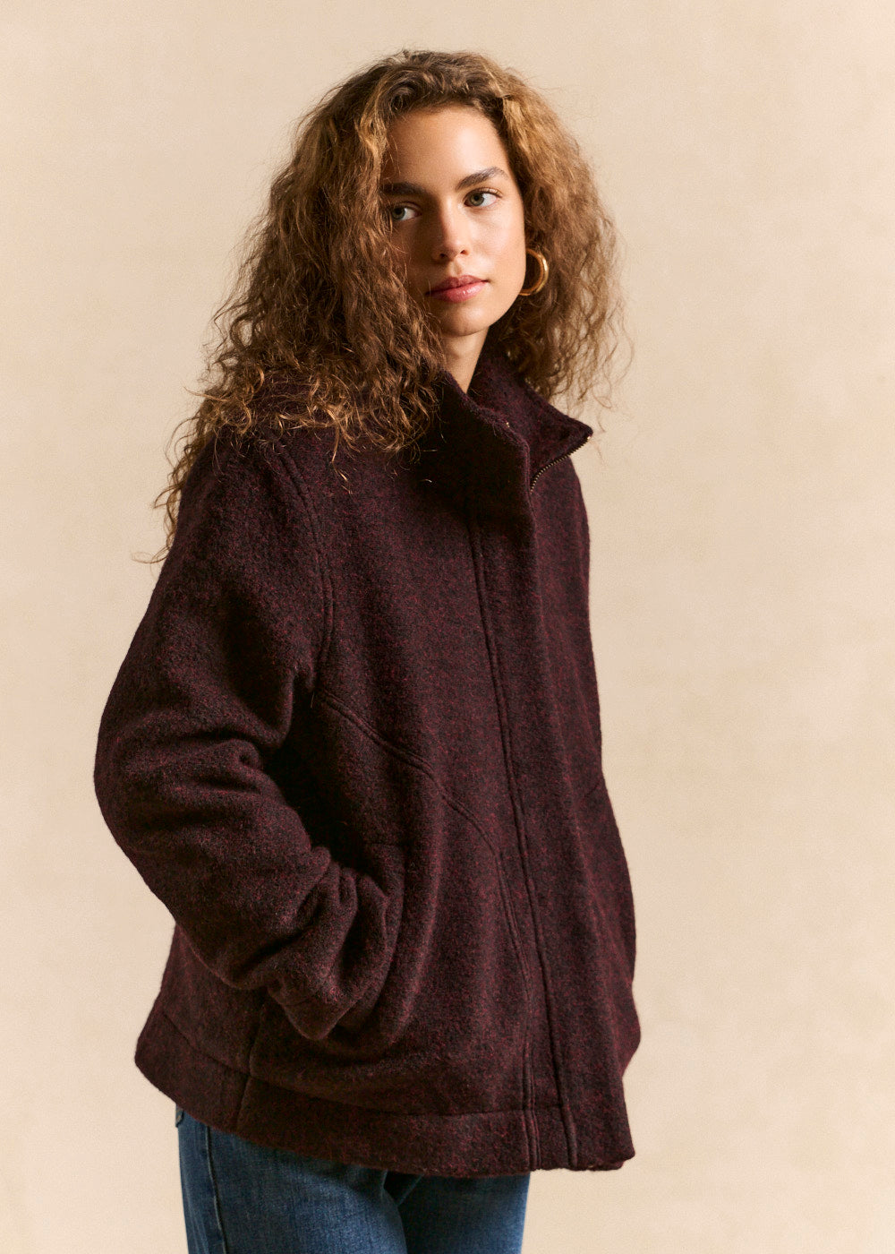 High-neck boiled wool-effect jacket - Sud Express - 5 - Sud Express