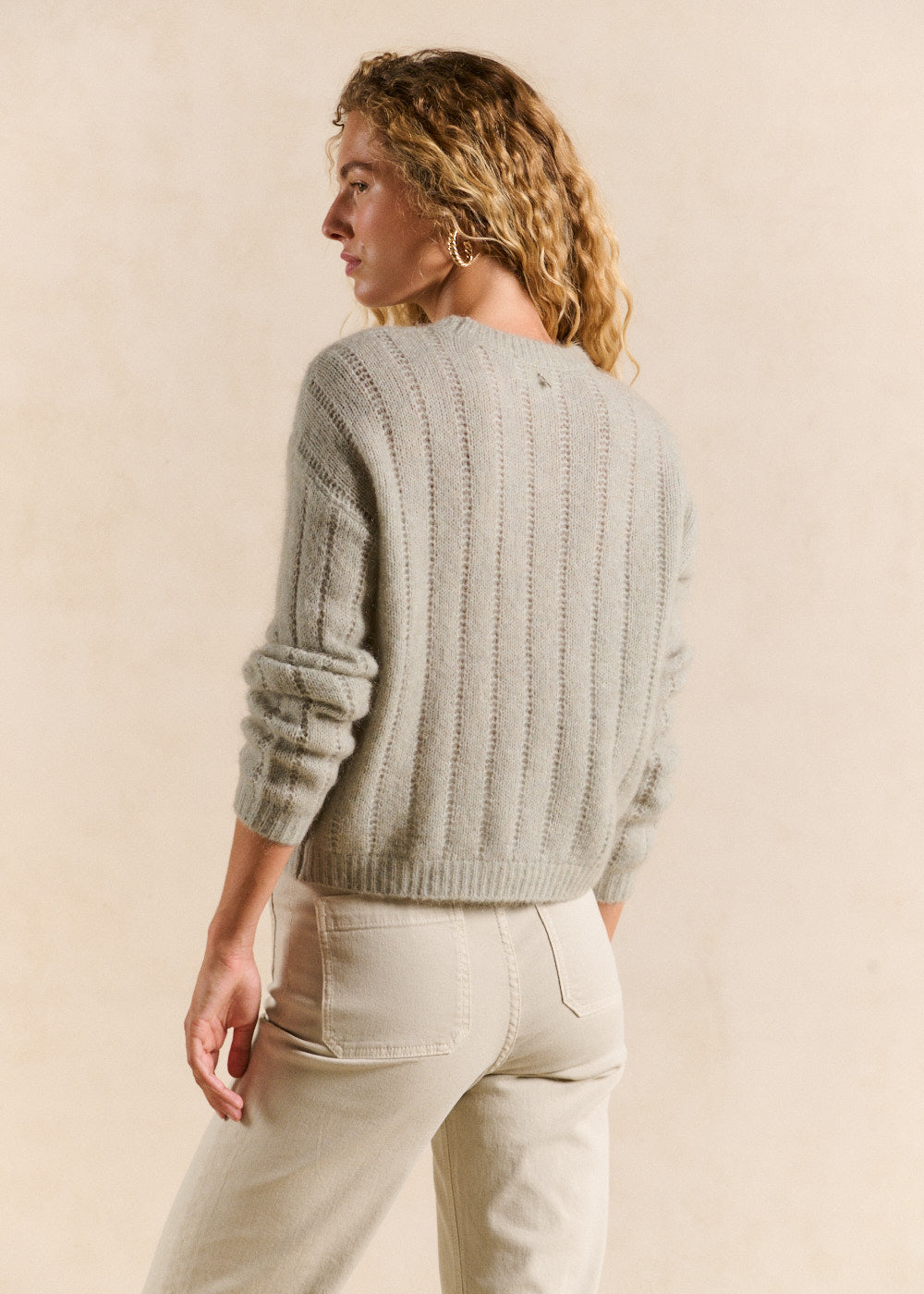 Openwork-knit round-neck jumper - Sud Express - 3 - Sud Express