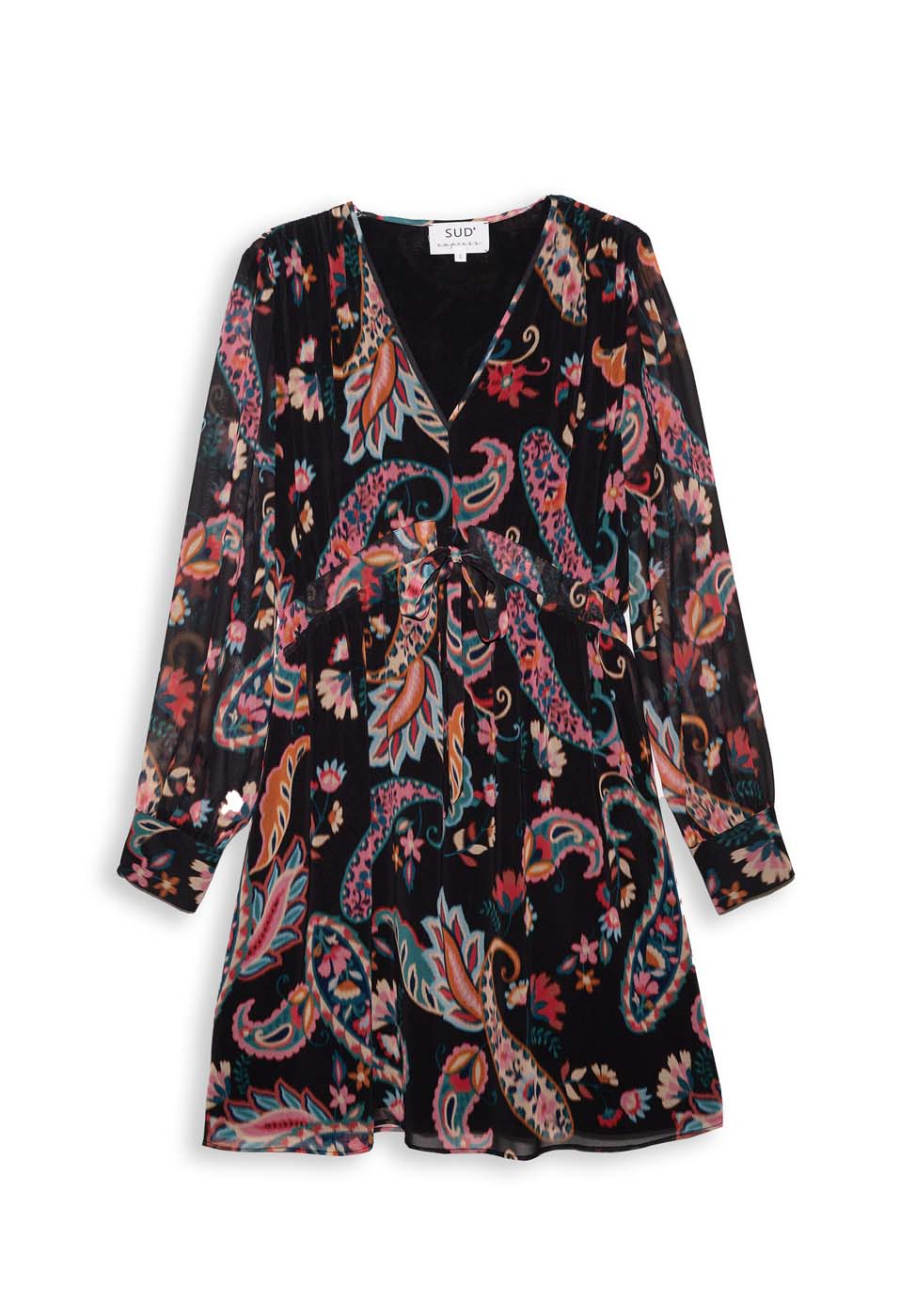 Printed V-neck short dress - Sud Express - 7 - Sud Express