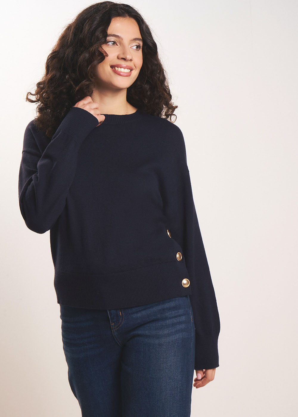 Nautical-style jumper with gold buttons - Sud Express - 5 - Sud Express