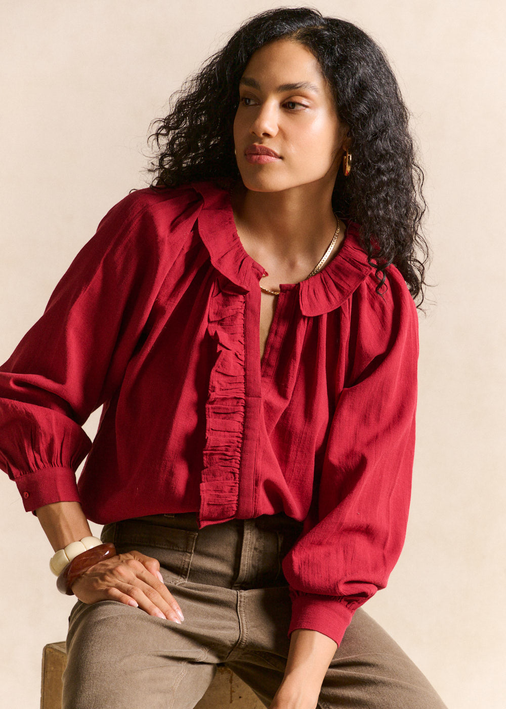Cotton voile blouse - Sud Express - 4 - Sud Express