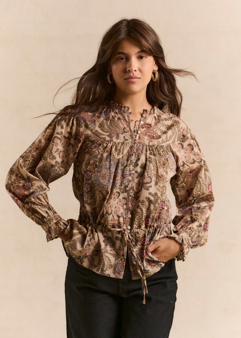 Floral print cotton blouse - Sud Express - 1 - Sud Express