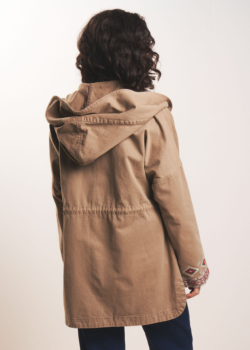 Embroidered cotton parka with hood - Sud Express - 3 - Sud Express