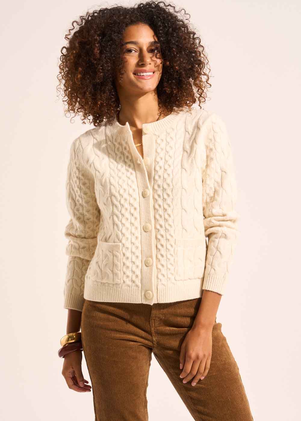 Twisted wool cardigan with patch pockets - Sud Express - 1 - Sud Express