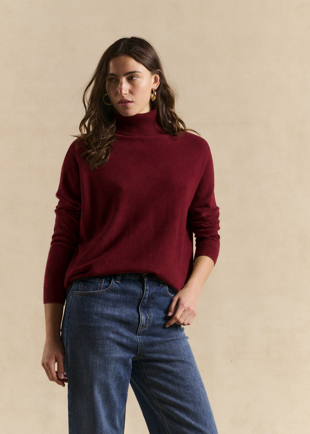 High-neck cashmere pullover, loose fit - Sud Express - 1 - Sud Express
