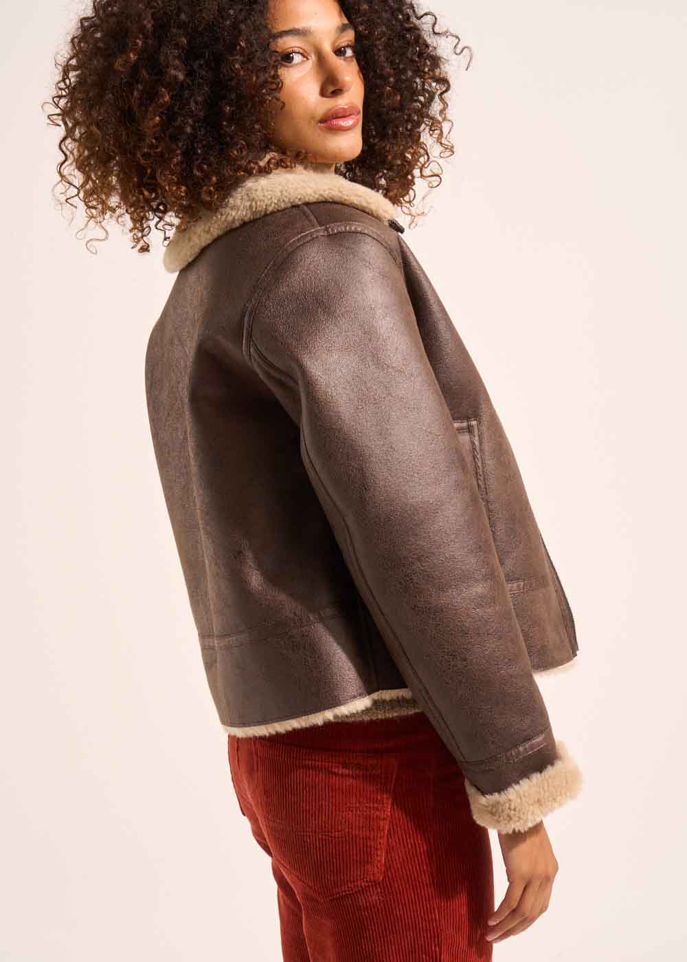 Faux sheepskin coat with faux fur lining – Sud Express
