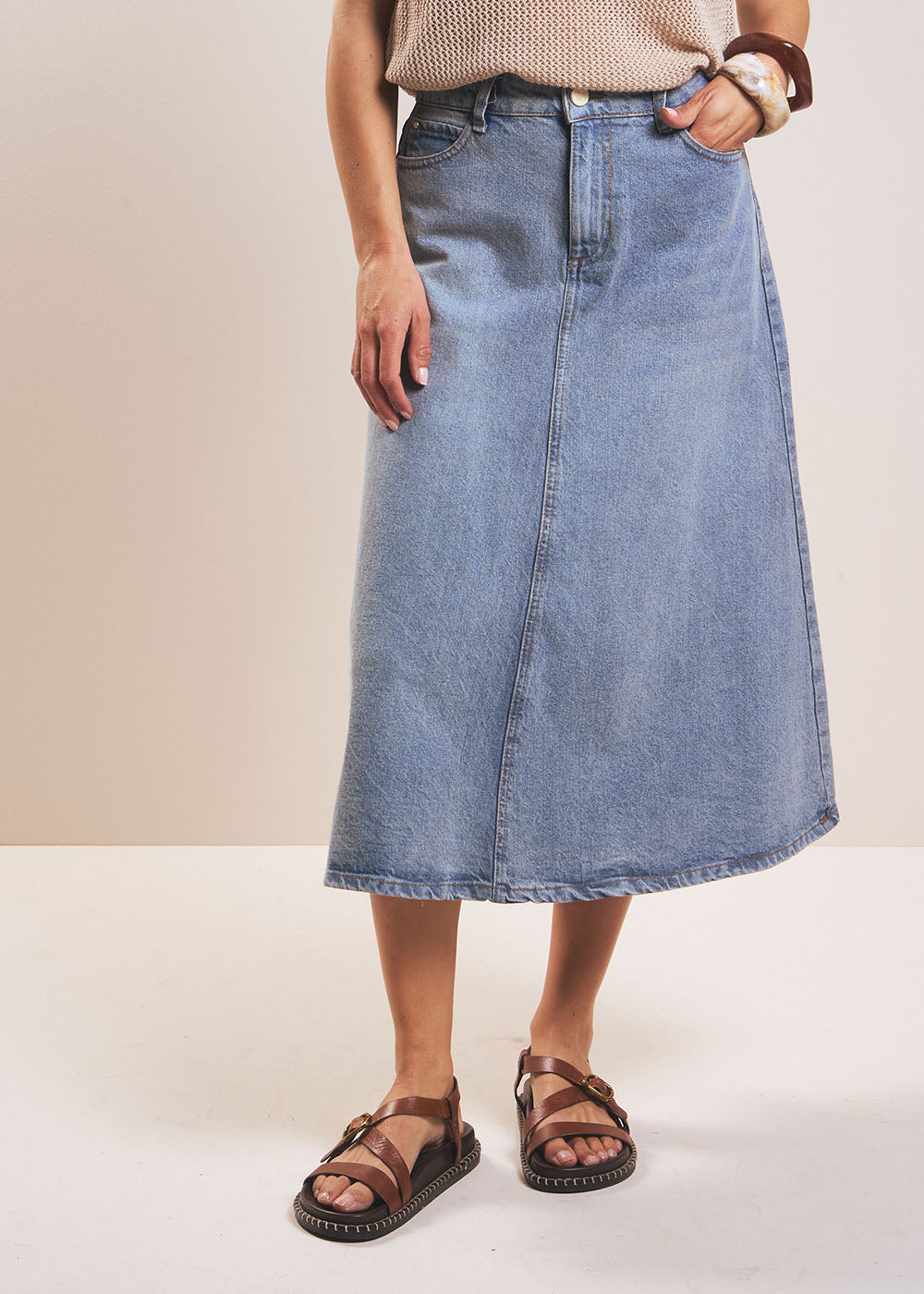 Denim midi skirt - Sud Express - 5 - Sud Express