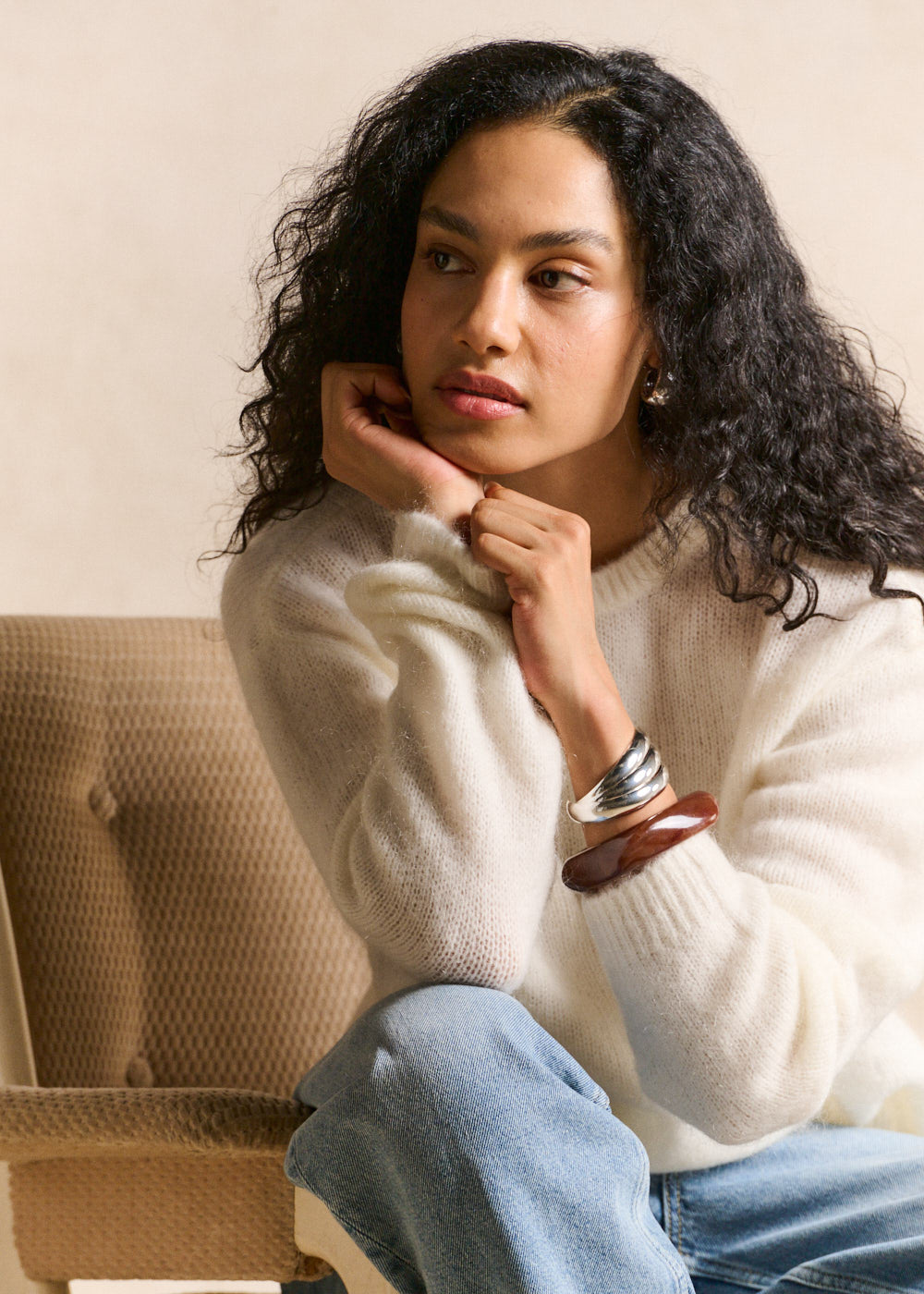 Round-neck mohair jumper with long sleeves - Sud Express - 2 - Sud Express