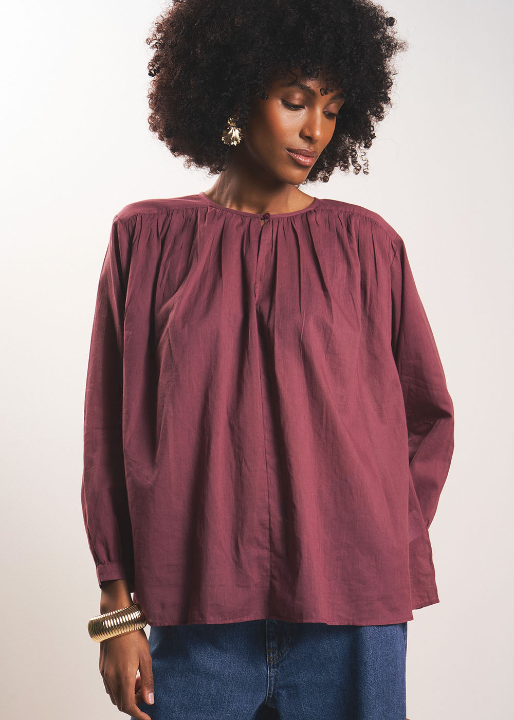 Lightweight cotton voile blouse - Sud Express - 5 - Sud Express