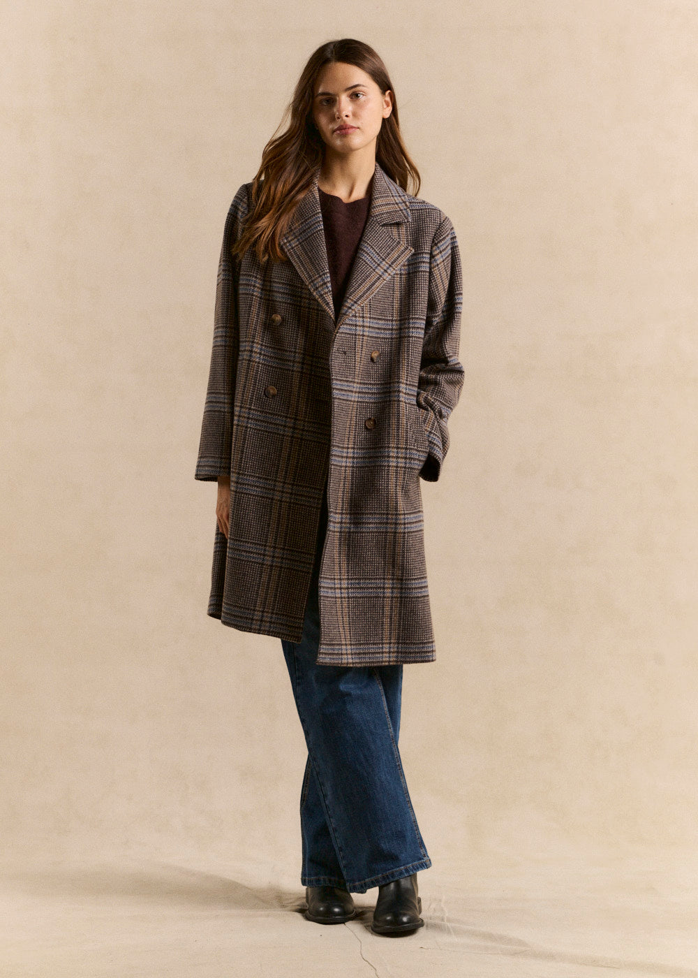 Long checkered coat - Sud Express - 5 - Sud Express
