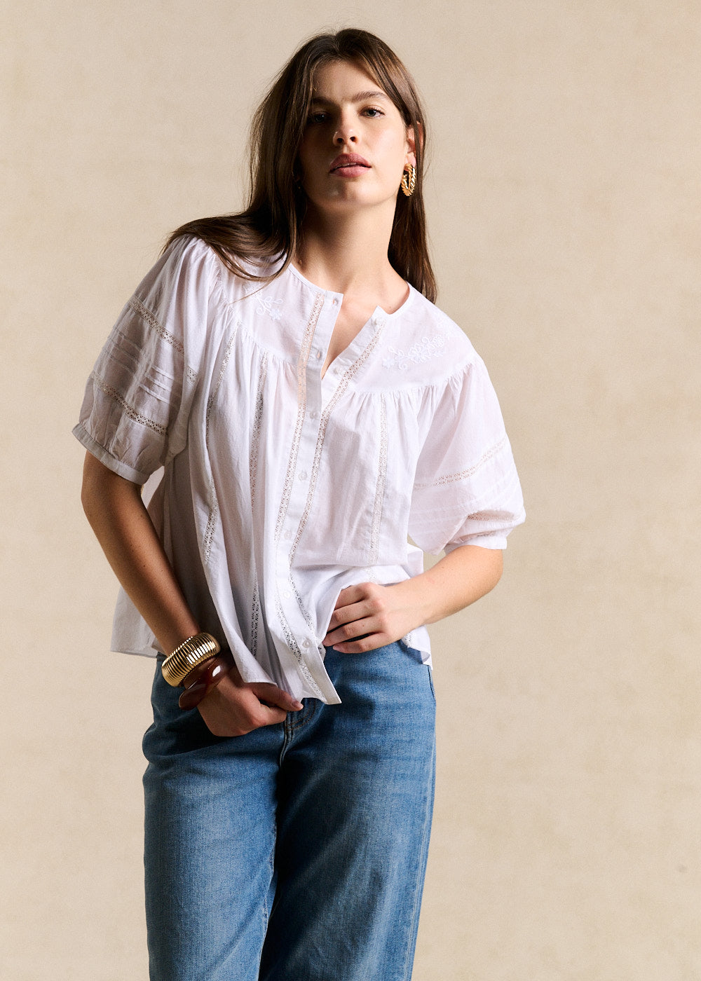 Embroidered Cotton Blouse - Sud Express - 5 - Sud Express
